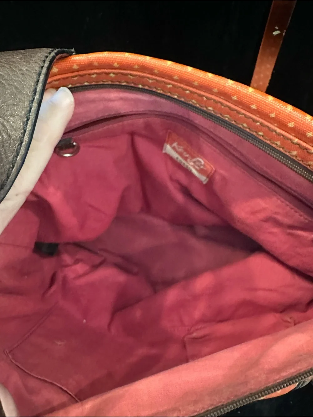 FOSSIL #075 Orange Tote Bag with Brown Handles